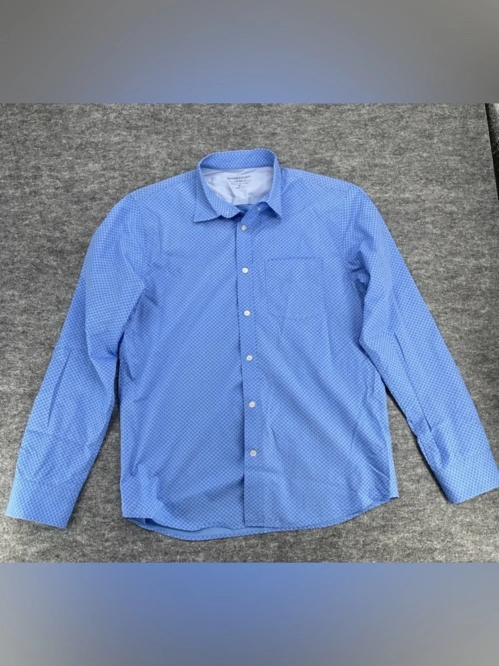 Banana Republic Luxe Poplin Blue Geometric Print Untucked Slim Fit Shirt M